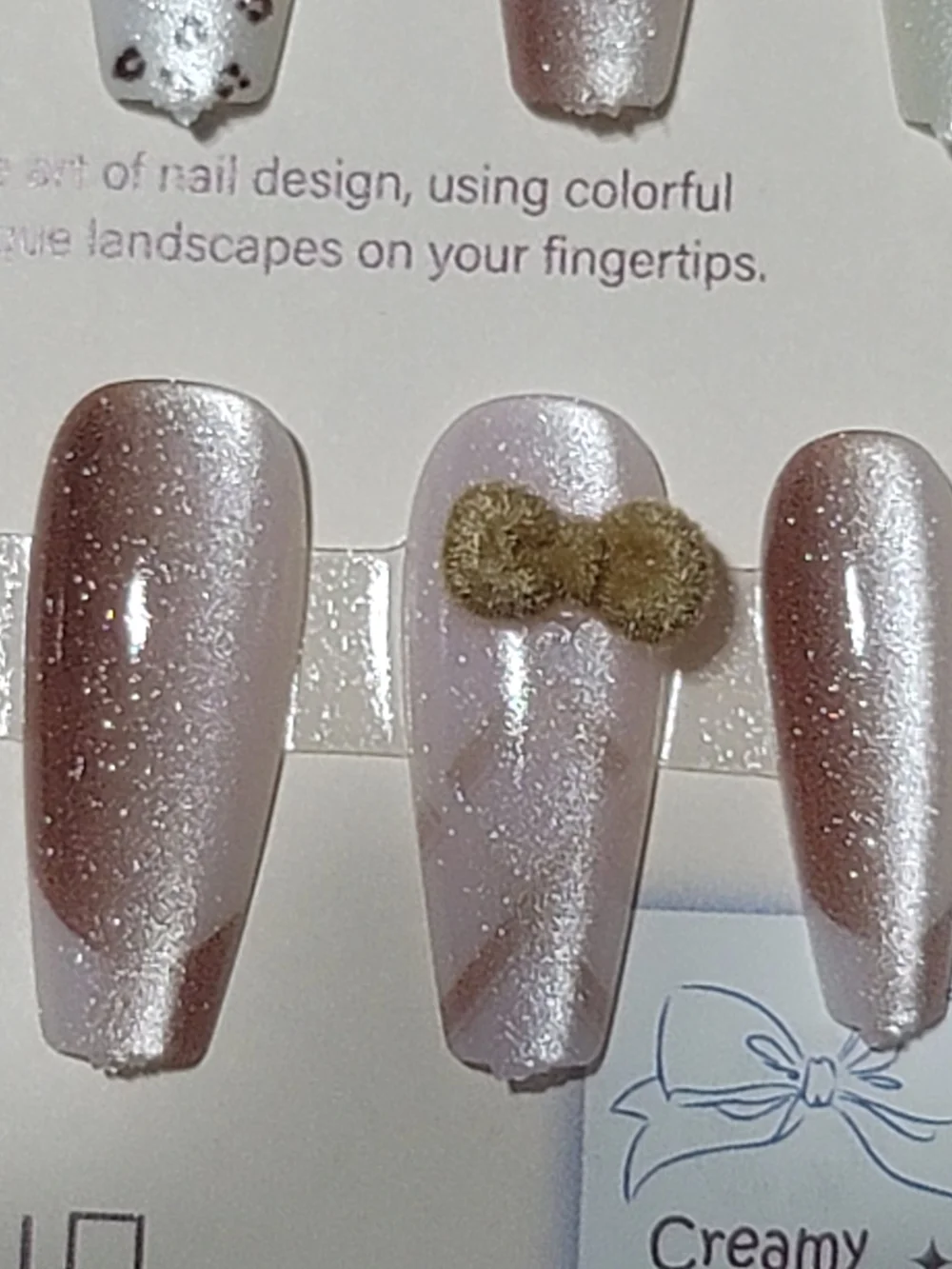 Press On Nail Set Of 6 Desing - Pink & Nude Artificial Nails
